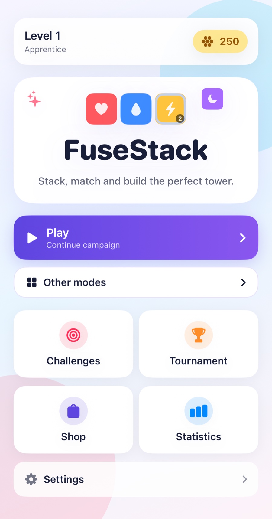 FuseStack main menu